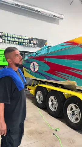 Doing what we do Full spa day paint correction 5 year ceramic gloss sauce on this beast #hotforteacher #cigaretteboat #fypシ #fypシ゚viral 