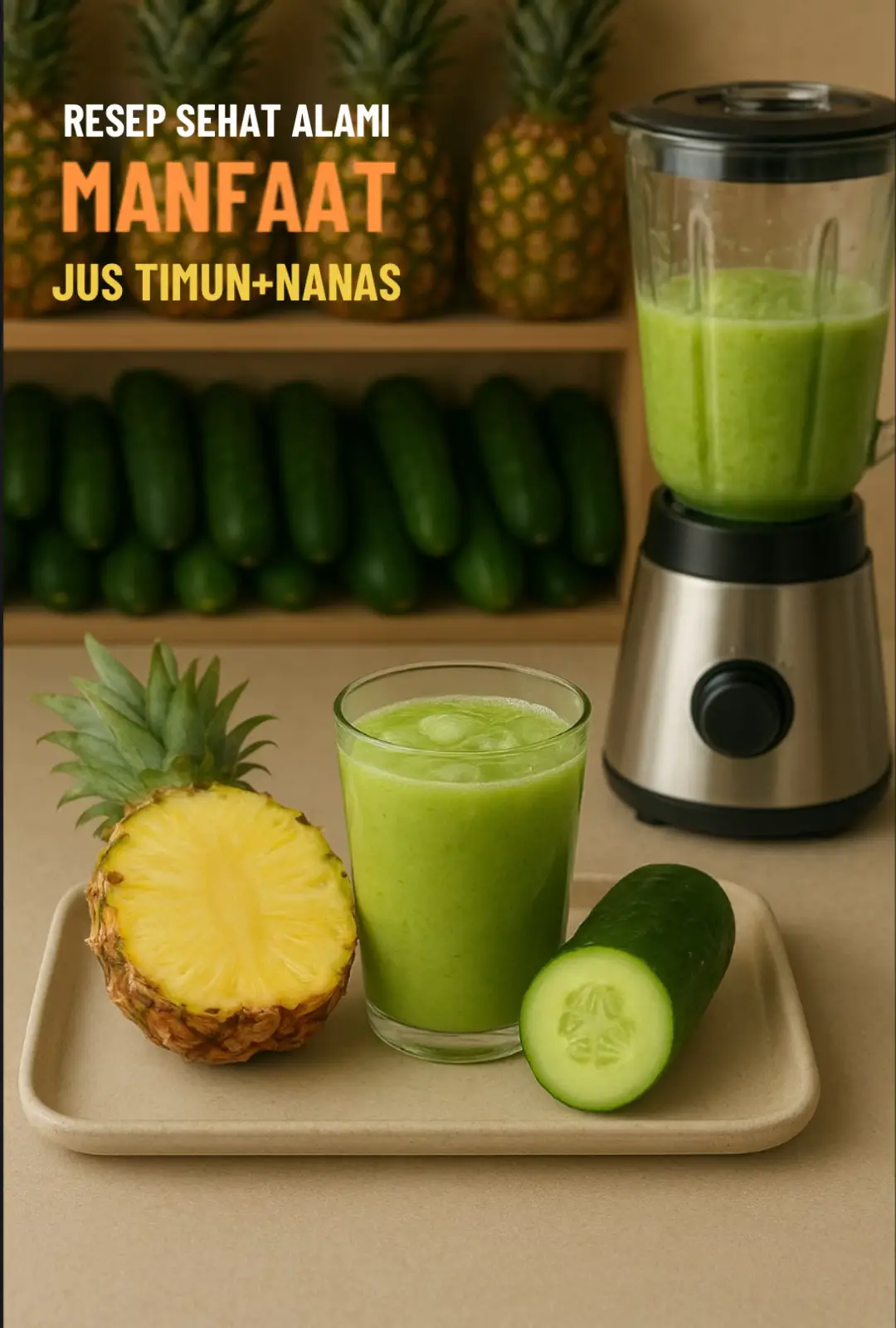 Nanas Campur Mentimun adalah minuman segar yang punya banyak manfaat untuk kesehatan karena menggabungkan dua bahan alami yang kaya nutrisi dan antioksidan. Berikut manfaat utamanya 👇 🌿 1. Detoks tubuh alami Kandungan air tinggi dalam mentimun dan enzim bromelain pada nanas membantu membersihkan racun dari hati dan ginjal, sehingga memperlancar proses detoksifikasi tubuh. 💧 2. Melancarkan pencernaan • Nanas mengandung enzim bromelain yang membantu memecah protein dan memperlancar pencernaan. • Mentimun tinggi serat dan air mencegah sembelit dan menjaga kesehatan usus. ❤️ 3. Menurunkan tekanan darah           Mentimun kaya kalium yang membantu menyeimbangkan tekanan darah. Nanas juga mengandung antioksidan flavonoid yang mendukung kesehatan jantung. 💪 4. Meningkatkan daya tahan tubuh • Vitamin C dalam nanas cukup tinggi, membantu memperkuat sistem imun, melawan infeksi, dan mempercepat pemulihan tubuh. 💦 5. Menghidrasi tubuh • Kedua bahan ini mengandung lebih dari 90% air, sangat baik untuk menjaga cairan tubuh dan mencegah dehidrasi, terutama di cuaca panas. 🍍🥒 6. Menurunkan berat badan • Rendah kalori tapi tinggi serat dan air → memberi rasa kenyang lebih lama. * Membantu mengurangi nafsu makan dan mempercepat metabolisme. ✨ 7. Menyehatkan kulit • Vitamin C, antioksidan, dan silika dari mentimun mendukung produksi kolagen, membuat kulit lebih cerah, halus, dan segar. ⚠️ **Catatan penting:** * Jangan dikonsumsi berlebihan (cukup 1 gelas per hari). * Hindari jika memiliki maag aktif atau asam lambung tinggi karena nanas agak asam. ↙️⬇️⬇️⬇️⬇️⬇️⬇️⬇️⬇️ FOLLOW AKUN INI DAPATKAN LEBIH BANYAK RESEP SEHAT ALAMI #resepsehat #tipssehat #resepsehat #guladarahtinggi #kolesterol 