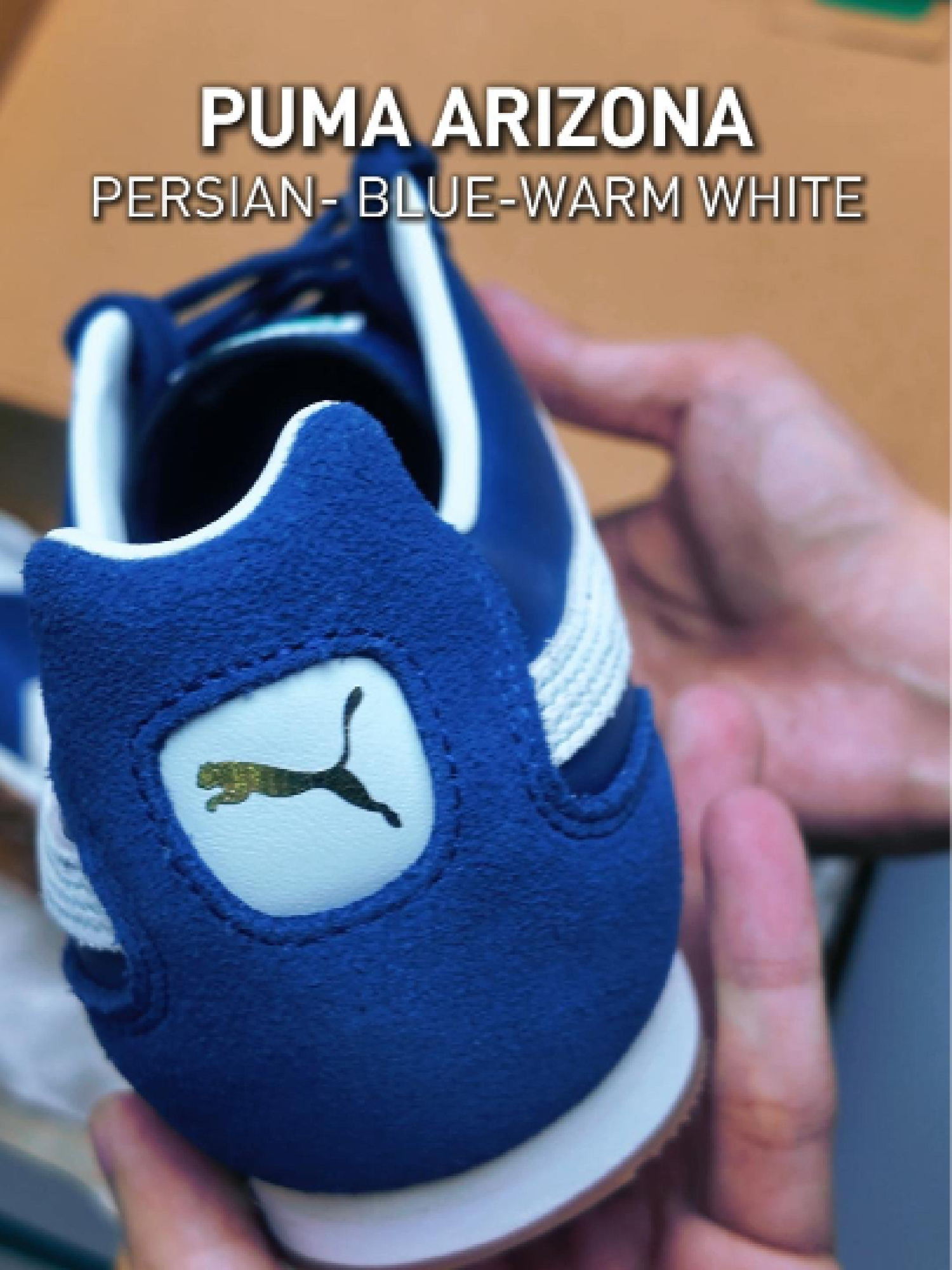 Step into the bold – Persian Blue never looked this clean. PUMA ARIZONA Retro #puma #pumamy #leather #suede #white #blue #gold #tiktok #tiktokmalaysia #sneakers #retro #classic #unisex #vibe #OOTD #arizona #classic