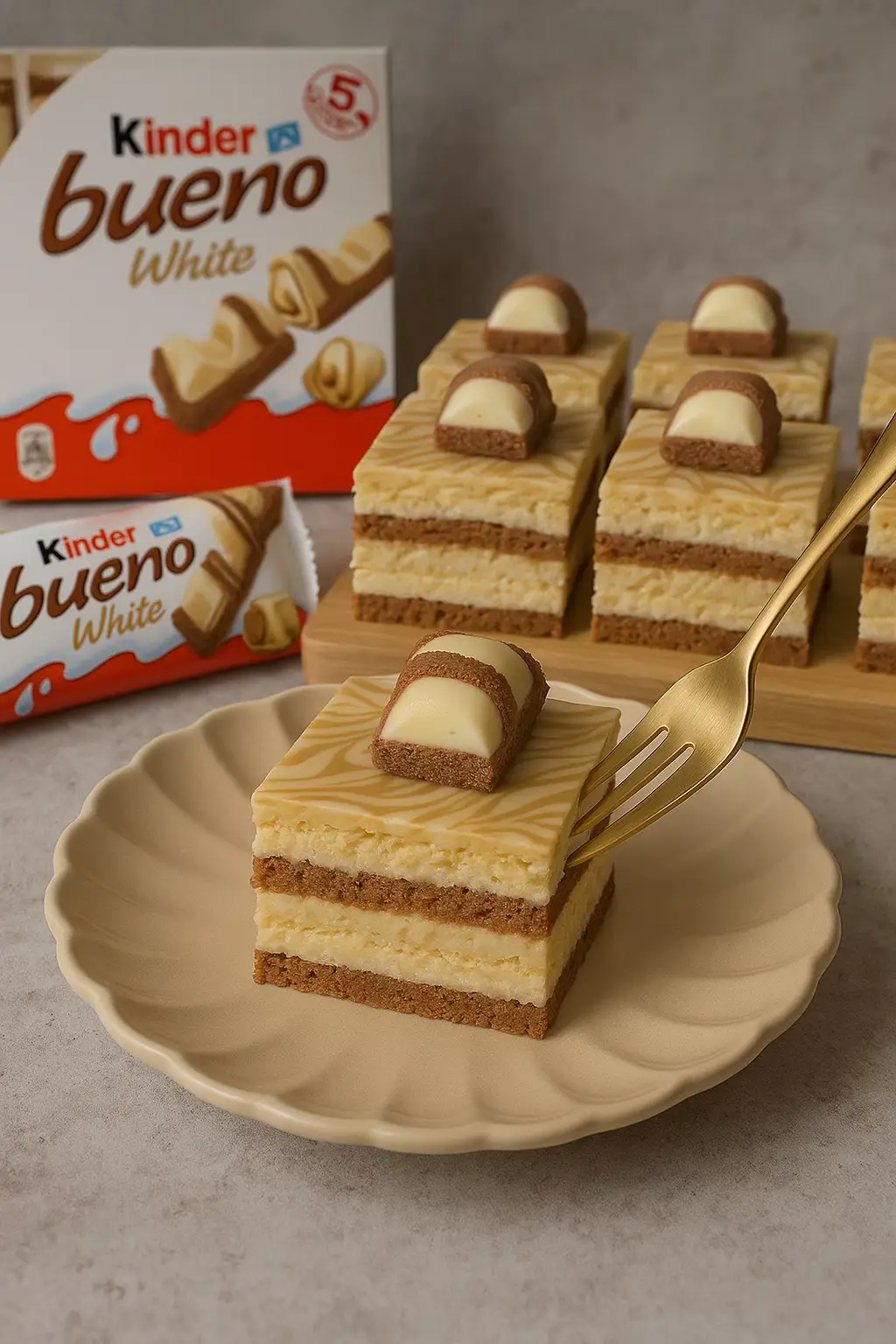 Dieses Kinder Bueno White Dessert ist ein Traum für alle, die cremige Schichten, knusprige Kekse und weißen Schokoladengeschmack lieben 😍 Ganz ohne Backen, in nur wenigen Schritten fertig – perfekt für jeden Anlass! So lecker, dass garantiert kein Stück übrig bleibt ✨ 💡 Tipp: Am besten über Nacht im Kühlschrank durchziehen lassen – dann wird’s richtig cremig! #kinderbuenowhite #dessertohnebacken #nobakecake #kinderbueno #dessertliebe         