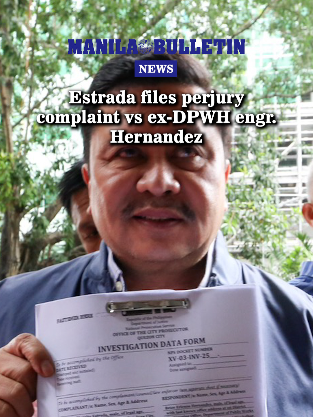 Senator Jinggoy Ejercito Estrada files charges in relation to the criminal case for perjury against Former DPWH Bulacan First District Engr. Brice Ericson D. Hernandez in relation to the flood control project anomalies at the Quezon City Office of the City Prosecutor on Tuesday, Oct. 7. (MB Video by Santi San Juan) #ManilaBulletin #NewsPH #MBNews #News