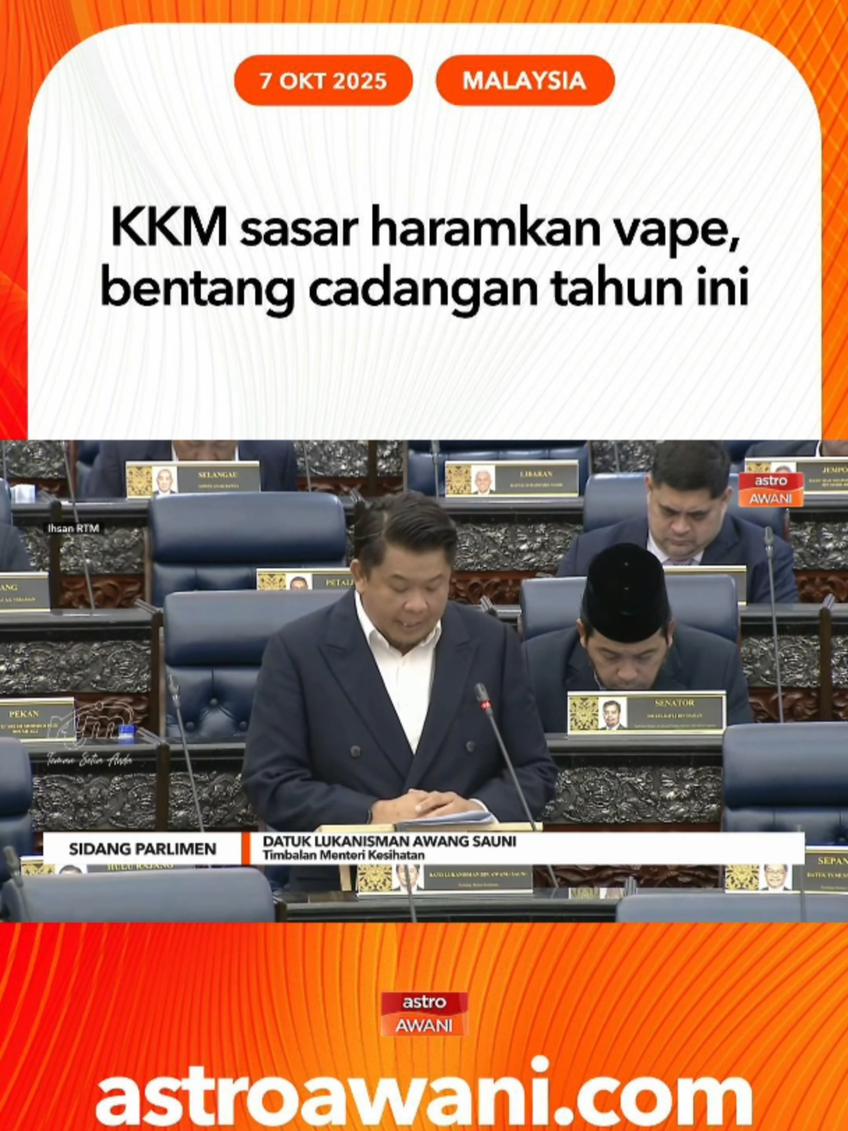 Kementerian Kesihatan Malaysia (KKM) kini dalam proses menuju ke arah pengharaman sepenuhnya terhadap produk rokok elektronik atau vape. #AWANInews