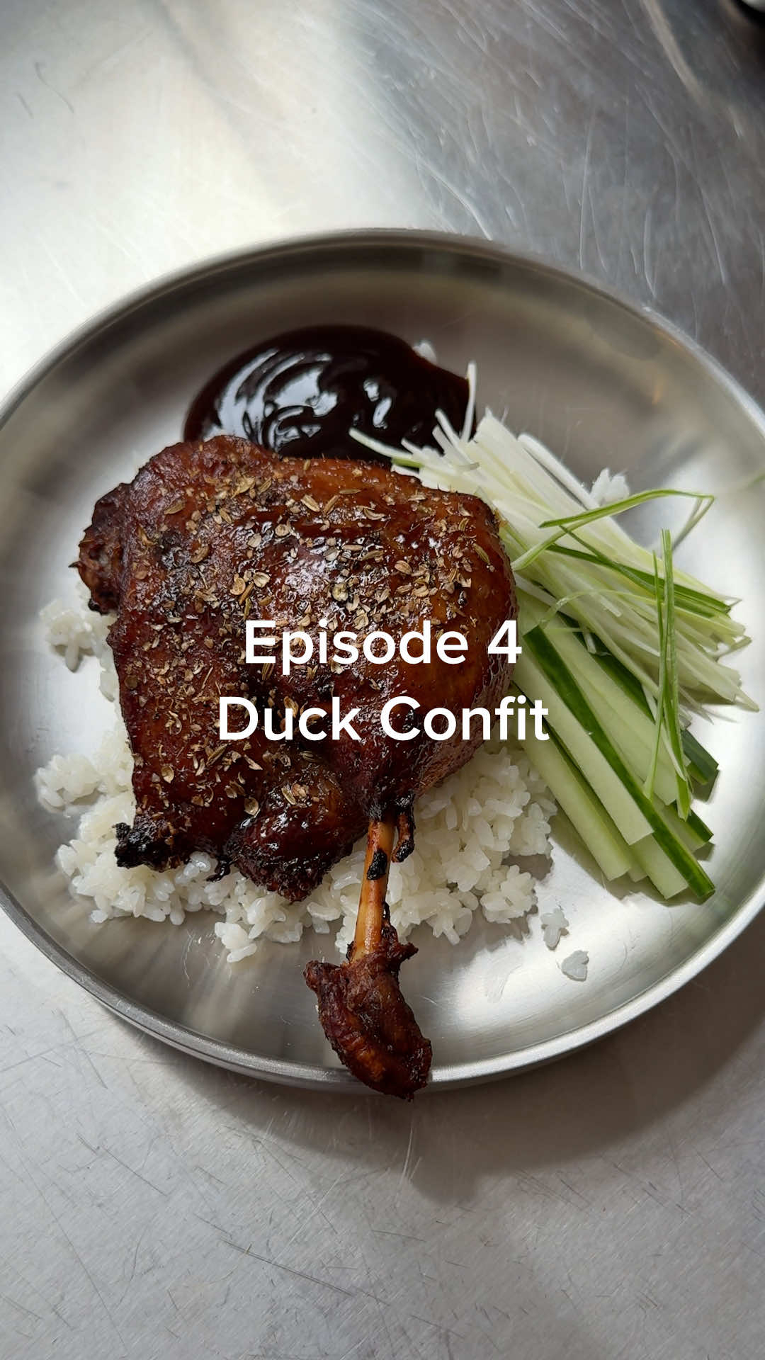 EP.4 EASY DUCK CONFIT 🦆🥒🍚 It’s the big one. Let me know in the comments if you want the recipe.  #confitduck #hoisin #duck #confit #Recipe 
