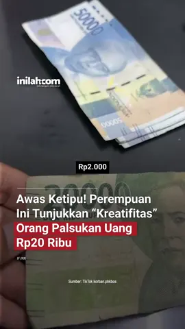 Selalu ada saja akal bulus orang berbuat jahat! Kali ini, seseorang perempuan mendapatkan uang pecahan Rp20 ribu yang sudah “dimodifikasi”. Sekilas, tak ada hal yang aneh dari lembaran uang Rp20 ribu tersebut. Namun saat dicermati, uang tersebut mereka sambungan dari uang Rp2000. Pada tulisan nominal, terlihat sambungan kertas yang bertuliskan “Dua Ribu Rup Rupiah”. Seorang netizen pun memberikan penjalasan melalui kolom komentar. “itu uang 2000 ya, kalo uang 20.000 garis samping nya cuma 3, semakin tinggi nilai mata uang nya, semakin sedikit garis samping pada uang itu. jadi itu bukan karna typo mesin cetaknya, tetapi ada orang iseng yang sengaja corek corek uang ituu. CMIIW🙏” terang netizen. Video ini menjadi pengingat pada masyarakat agar lebih teliti dan waspada terhadap penipuan. - Selengkapnya kunjungi website dengan klik link di bio atau download aplikasi di AppStore dan Google Play Store. #InilahNews #UangPalsu #Penipuan #UangKertas #UangKertasPalsu    