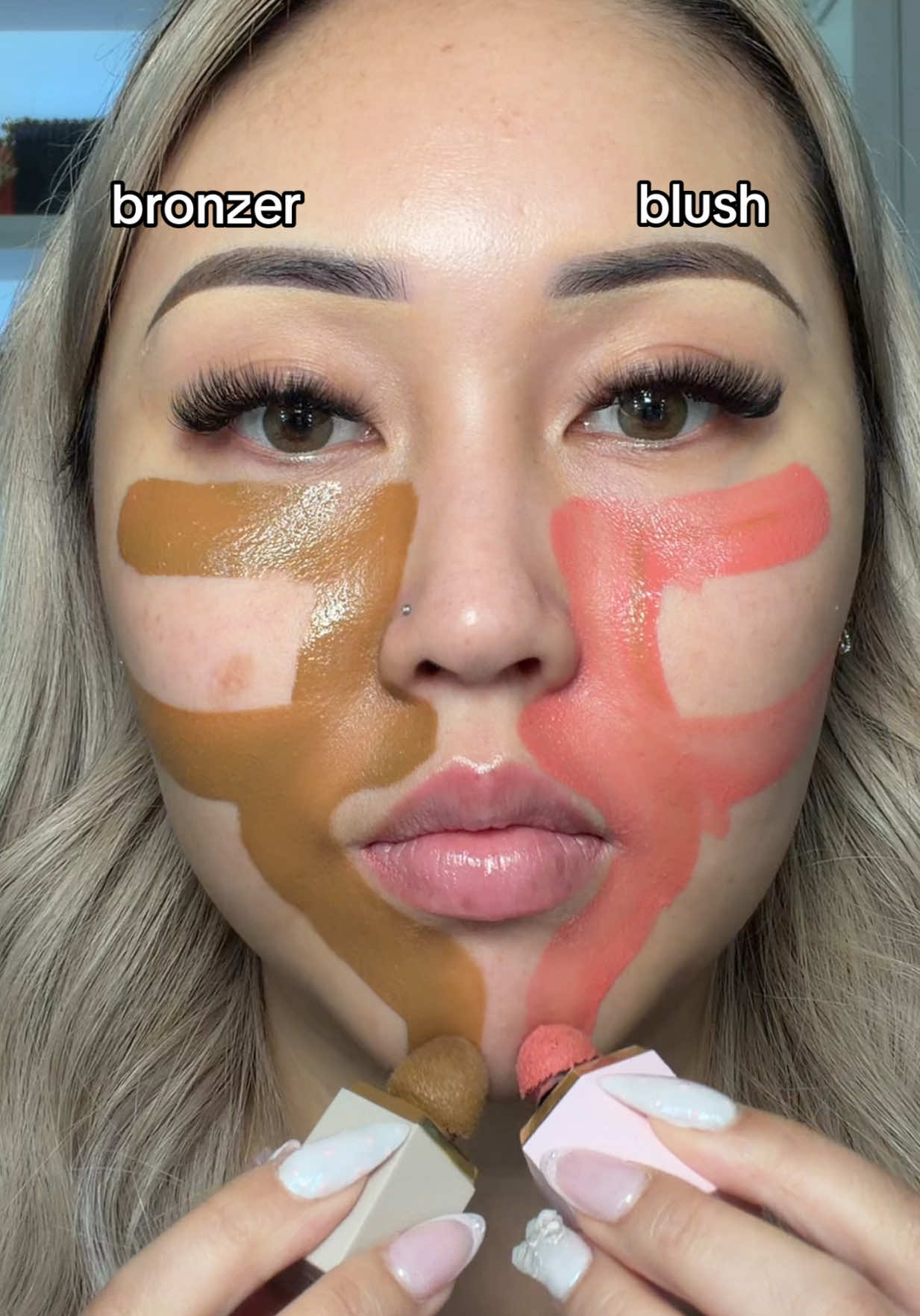 Bronzer or blush?! 🤎❤️ #fyp #makeuphacks 
