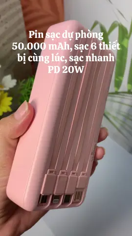📗 Pin sạc dự phòng 50.000mAh – dung lượng cực lớn, thiết kế thông minh: ✔️ Tích hợp sẵn 4 dây cáp ✔️ Sạc nhanh 20W cho cả iPhone & Android ✔️ Sạc cùng lúc 6 thiết bị ✔️ Màn hình LED, dây đeo tiện lợi 👉 Giải pháp năng lượng gọn nhẹ, an toàn khi mang đi bất cứ đâu. #sacduphong #pin50000mah #sacnhanh20w #phukiencongnghe 