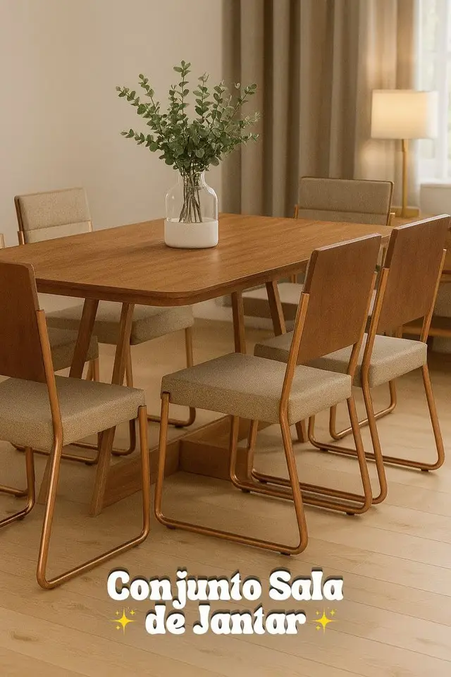 Dê uma olhada em Conjunto Sala de Jantar 6 Cadeiras Charlotte Carraro Nogal com Rose por R$1.253,99.          #creatorsearchinsights #ShopeeVendas #viraliza #ShopeeTop #saladejantar 