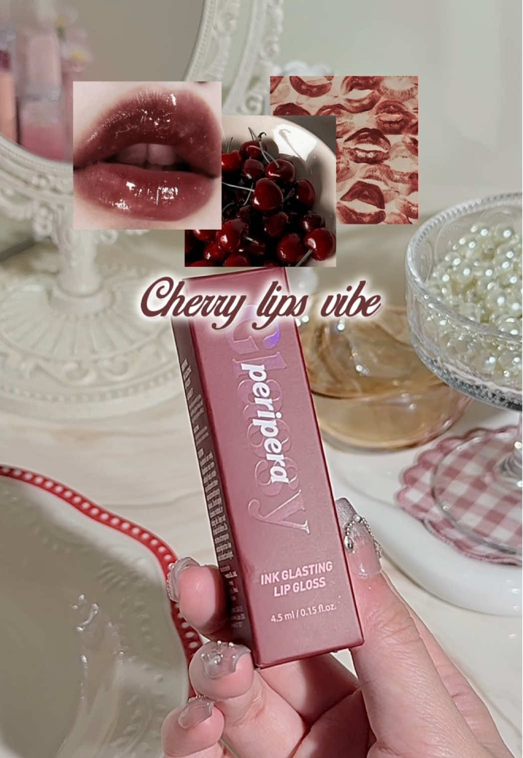 A juicy cherry glaze for my lips 🍒💋 #peripera #inkglastinglipgloss #06madeit #lipgloss #cherrylips 