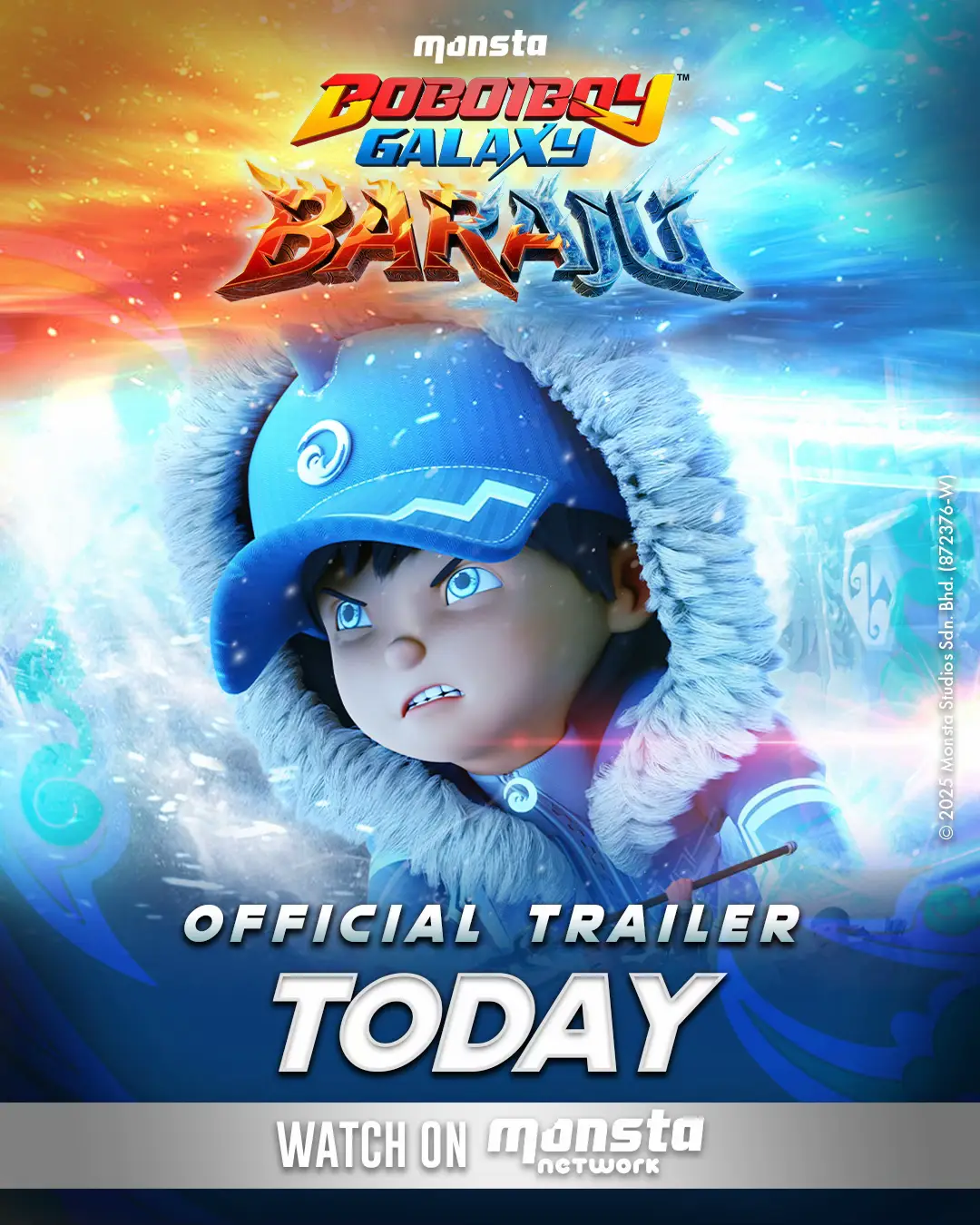 ⚡️ Hari dinanti telah tiba! Nantikan OFFICIAL TRAILER BoBoiBoy Galaxy Baraju jam 5 petang di YouTube Monsta Network! #MonstaHypeTrain #BoBoiBoy #BG2