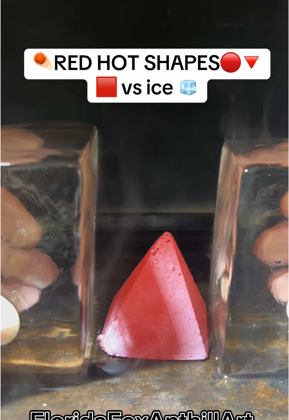 ☄️RED HOT SHAPES🔴🔻🟥 vs ice 🧊#Satisfying #Experiment #ASMR #Ice #REDHOTSHAPES 
