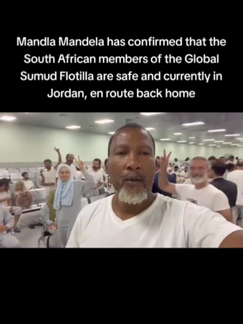 Update from Mandla Mandela today on the 7th October 2025.  Alhamdulillah, on the road back home! By the mercy and grace of Allah, we shall all be reunited with our families. ❤️ Stay tuned for more updates. @nkosizwelivelile  #Mandla  #MandlaMandela #SouthAfrica #FreeMandla #GlobalSumudFlotilla 