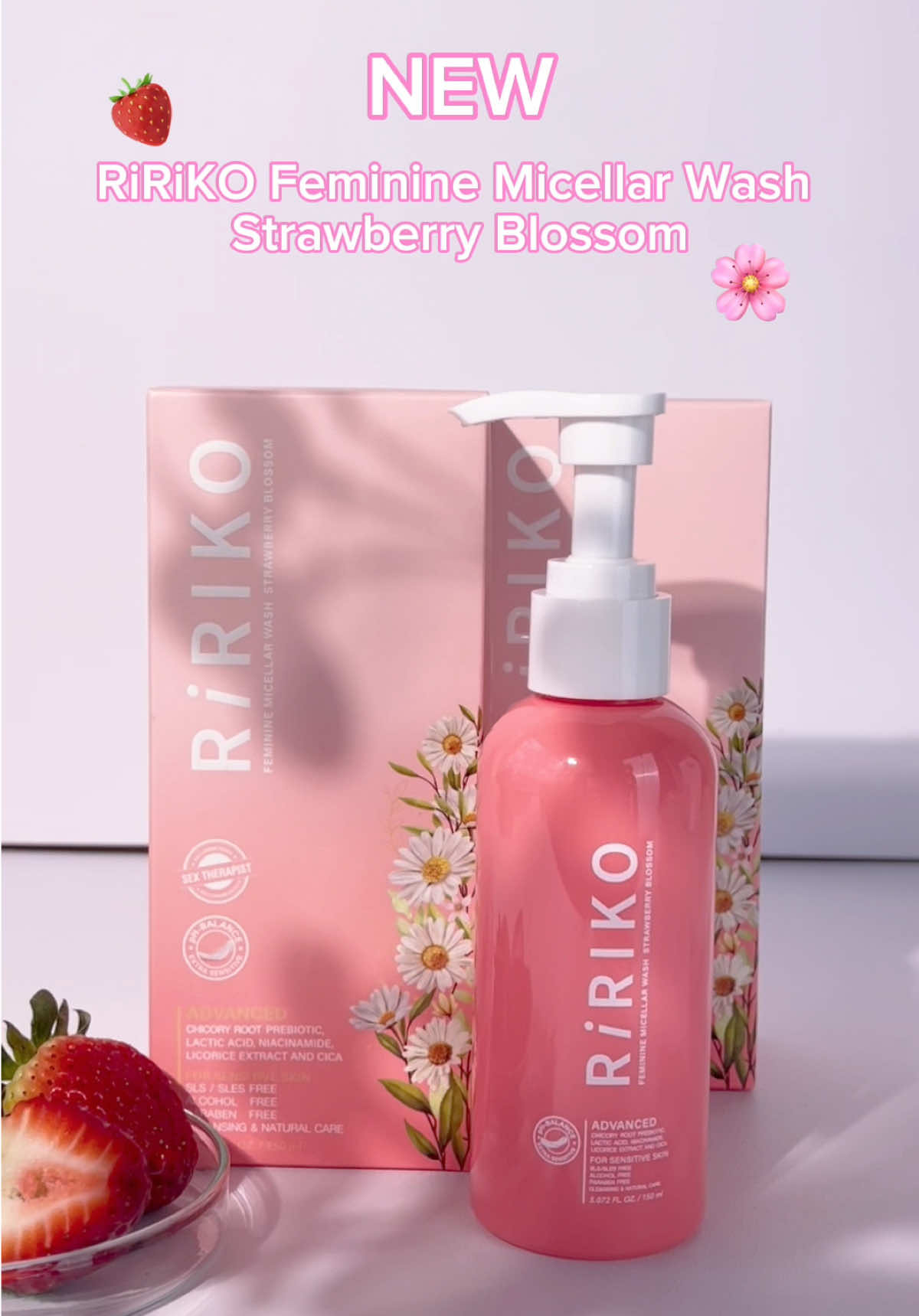 Newww! Ririko wash strawberry blossom #ririkofemininemicellarwashstrawberryblossom #ririko #lablibraryofficial #ririkofemininewash 