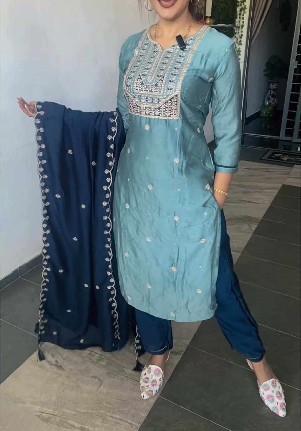 Wearing Size M code 1001 🩵💙🩵💙🩵💙🩵💙🩵 #vitchitrasilk #3pcspremiumquality #fesyenshinderbollywood #kuganya #bluepunjabisuit