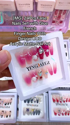 [MG] 24Pcs False #Nails Set with Glue French #Finger #Nails With Design COD #Acrylic #Matte Nail Art 