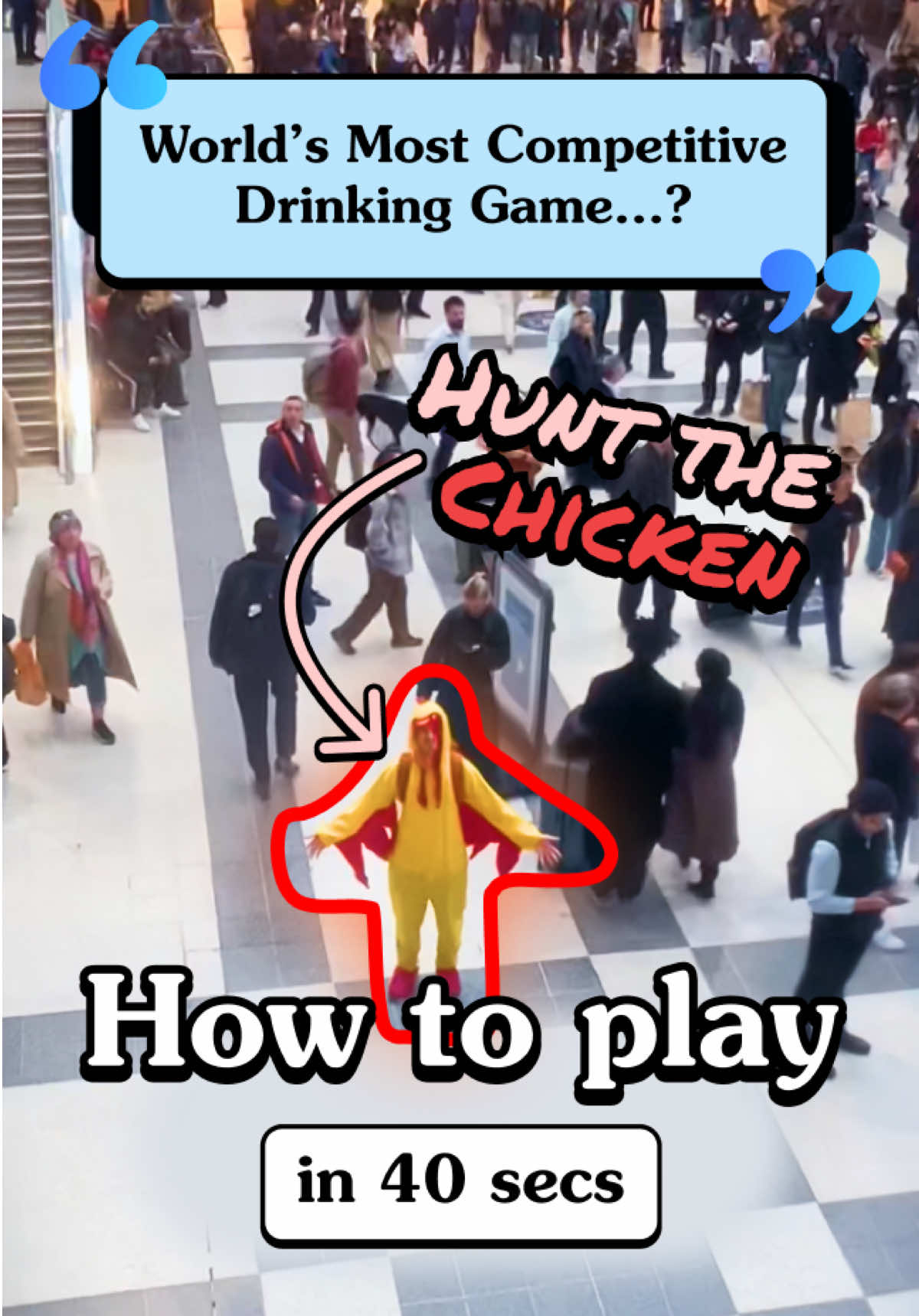 If you have no friends, come to one of our own hunts with 150 people! And if you DO have friends, play as your next work social, birthday, stag do or just for fun. Either way, the chicken is getting hunted 🐔