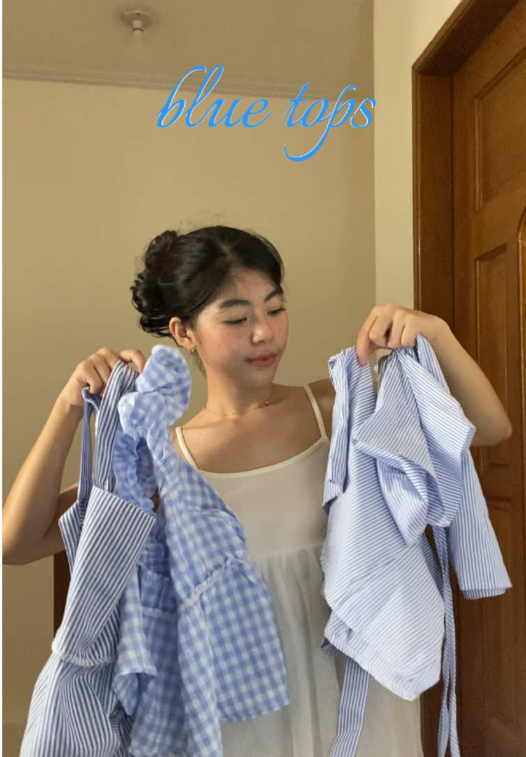 A little lineup of blues I’ve been loving lately 🩵 all tops from @PZK and YOU #bluetops #OOTD #tops 