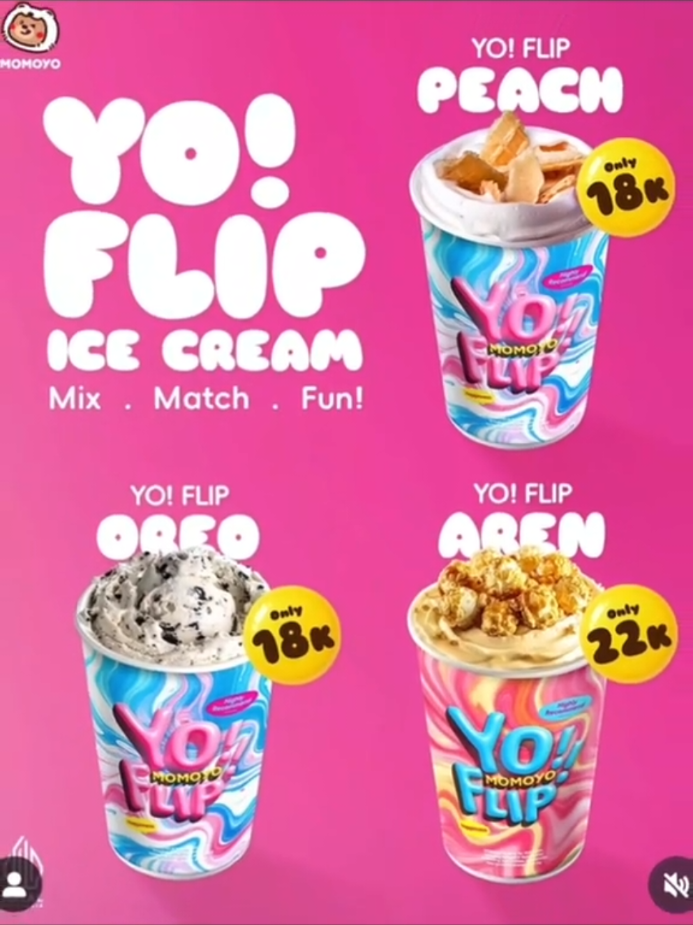 edisi menu baru Yo flip jangan lupa cobain ya momo lovers🤔🥰 #momoyoflip #momoyo #yoflip #icecream #promoseruweekend 