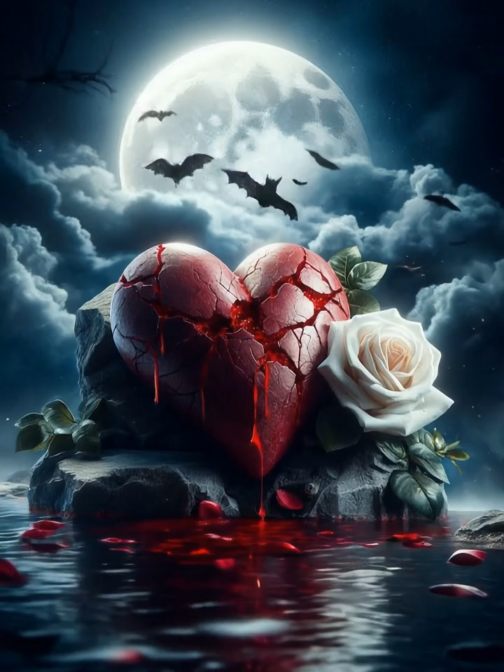 Part 1/3 The Stone That Loved a Heart. Even stone remembers love and bleeds for it under the moon. #BrokenHeartSaga #GothicArt #DarkRomance #SymbolicCinema #TearsofStone #fyp #foryou #AIModels #ViralMagic #FantasyScene #AITrend #CinematicGlow#AIFantasySeries #MythicFashionStory