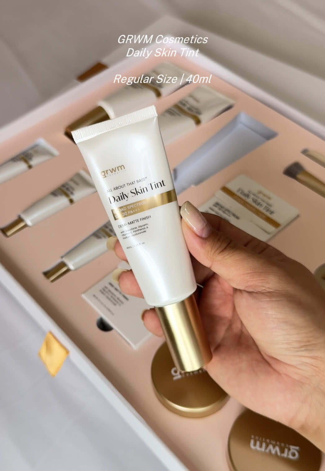 @GRWM Cosmetics Daily Skin Tint will be your new favorite everyday base. ✨ With 25 inclusive shades to choose from. It is lightweight, long-wearing, buildable, and has a demi matte finish. ☀️ #GRWMCosmetics #skintint #makeup #beauty #fyp 