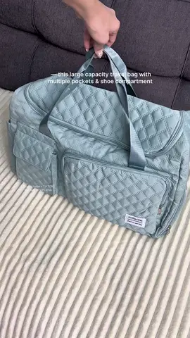 MAIA large capacity travel duffel bag with lots of pockets and a separate shoe compartment ✨ perfect for your next weekend trip  #travelBag #largebag #gymbag 