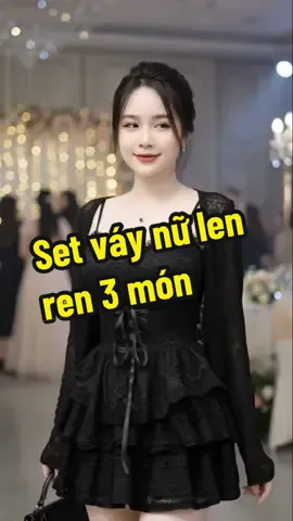 Set váy nữ len ren 3 món  #vayren 
