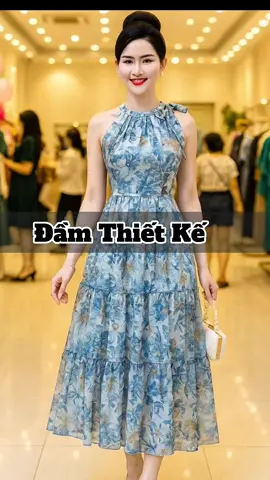 Váy tơ xước cao cấp cổ nơ khoe vai sang xinh #vaytocao #vaytoxuoc #vayxoenu #vaytrungnienxinh #tiktokshop