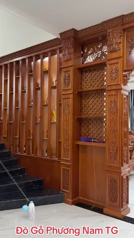 Tủ Vách ngăn phòng khách gỗ gõ đỏ #vachnganphong #vachngancnc #váchngăn 
