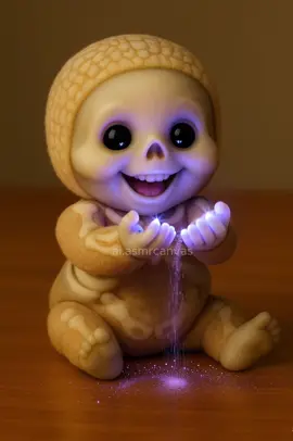 He’s not spooky, he’s sparkly 💫 Skeleton Baby playing with moon dust ASMR ✨ #fyp #asmr #satisfyingvideo #halloween #asmrsounds 