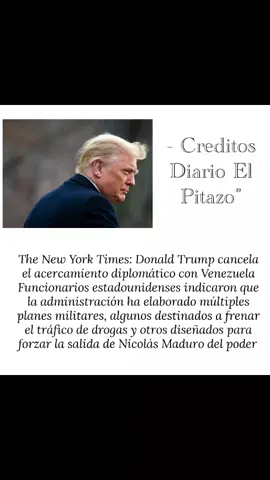 #EsNoticia  #noticiasvenezuela  #7oct #venezuela  #estadosunidosdenorteamerica  ✍️El presidente de Estados Unidos, Donald Trump, ordenó suspender todos los acercamientos diplomáticos con la administración de Nicolás Maduro, de acuerdo con funcionarios citados por The New York Times este lunes 6 de octubre. Richard Grenell, enviado presidencial especial y director ejecutivo del Centro Kennedy, lideraba negociaciones con Nicolás Maduro y otros altos funcionarios venezolanos. Durante una reunión con líderes militares el jueves pasado, Trump le ordenó detener todas las iniciativas diplomáticas, incluidas las conversaciones con Maduro. Funcionarios estadounidenses indicaron que la administración elaboró múltiples planes militares, algunos destinados a frenar el tráfico de drogas y otros diseñados para forzar la salida de Maduro del poder. El secretario de Estado y asesor de seguridad nacional, Marco Rubio, calificó a Maduro como un “líder ilegítimo” y “fugitivo de la justicia estadounidense”, y recordó la recompensa de 50 millones de dólares por su captura. Grenell había intentado negociar un acuerdo que evitara un conflicto mayor y otorgara acceso de empresas estadounidenses al petróleo venezolano, pero funcionarios de la administración consideraron que esos esfuerzos no habían logrado avances significativos. La administración notificó al Congreso que Estados Unidos se encuentra en un “conflicto armado” formal con los cárteles de la droga, considerando a sus miembros como “combatientes ilegales”. Ni Grenell ni un alto funcionario venezolano hicieron comentarios sobre la decisión presidencial.