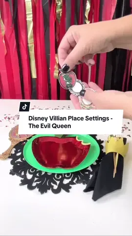 Disney Villains Place Settings🖤 #4 THE EVIL QUEEN 🍎👑 I have 2 plating options for this “deconstructed” Disney Villain. The apple just bitten and the poison apple revealed! Watch to the end to see the change. Let me know which one you prefer! 🍏The poison apple plate would also look great with black check or grid and silver or gold 🍎Which villain next? 👑👑👑 created the matching confetti for these villains for me! supplied all of the tableware 🍎👑 🍏👑 LIKE & FOLLOW for more #disneyvillans SHARE with you friends! #disneyvillianparty #disneyhalloween #disneyvillianstablesetting 