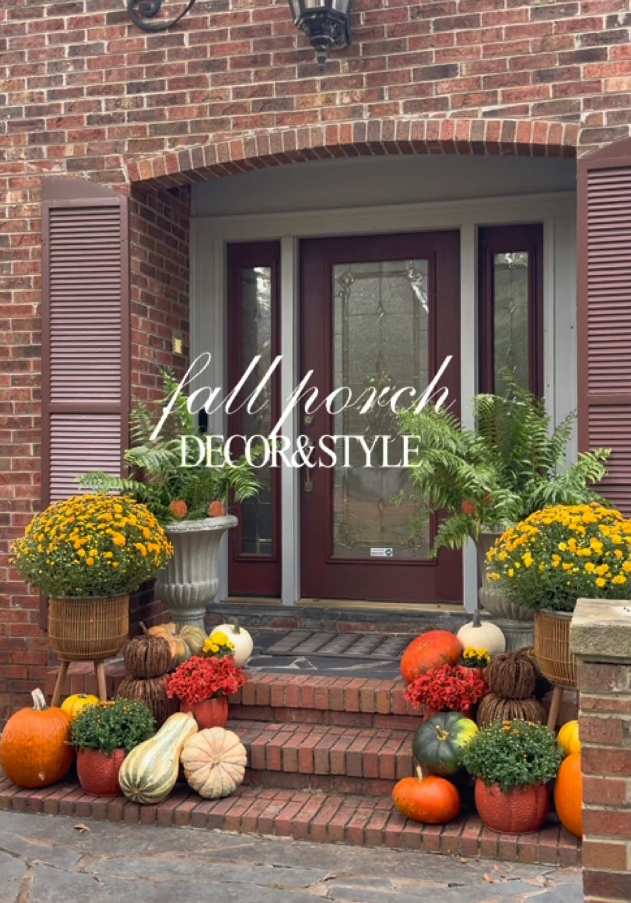 Southern porches + fall decor = my happy place 🍂✨ There’s just something about a cozy front porch in autumn that feels like home. Would you call this basic or perfect? #FallPorchDecor #SouthernPorch #CozyFallVibes #FrontPorchDecor #FallDecorIdeas 