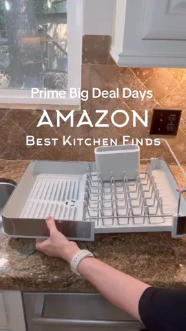 On sale now!! Here is the link! Type into your browser to shop - https://urlgeni.us/amzn/Dishrackpic I’ve NEVER wanted to have a dish drying rack on my counter before now! This is the prettiest dish rack EVER! And I love how it expands for maximum drying space for everything, and it drains directly into your sink! Then it collapses back to take up minimal space when not in use! Love it!! #amazonbigdealdays #amazonhomehacks  #amazonhome #KitchenHacks