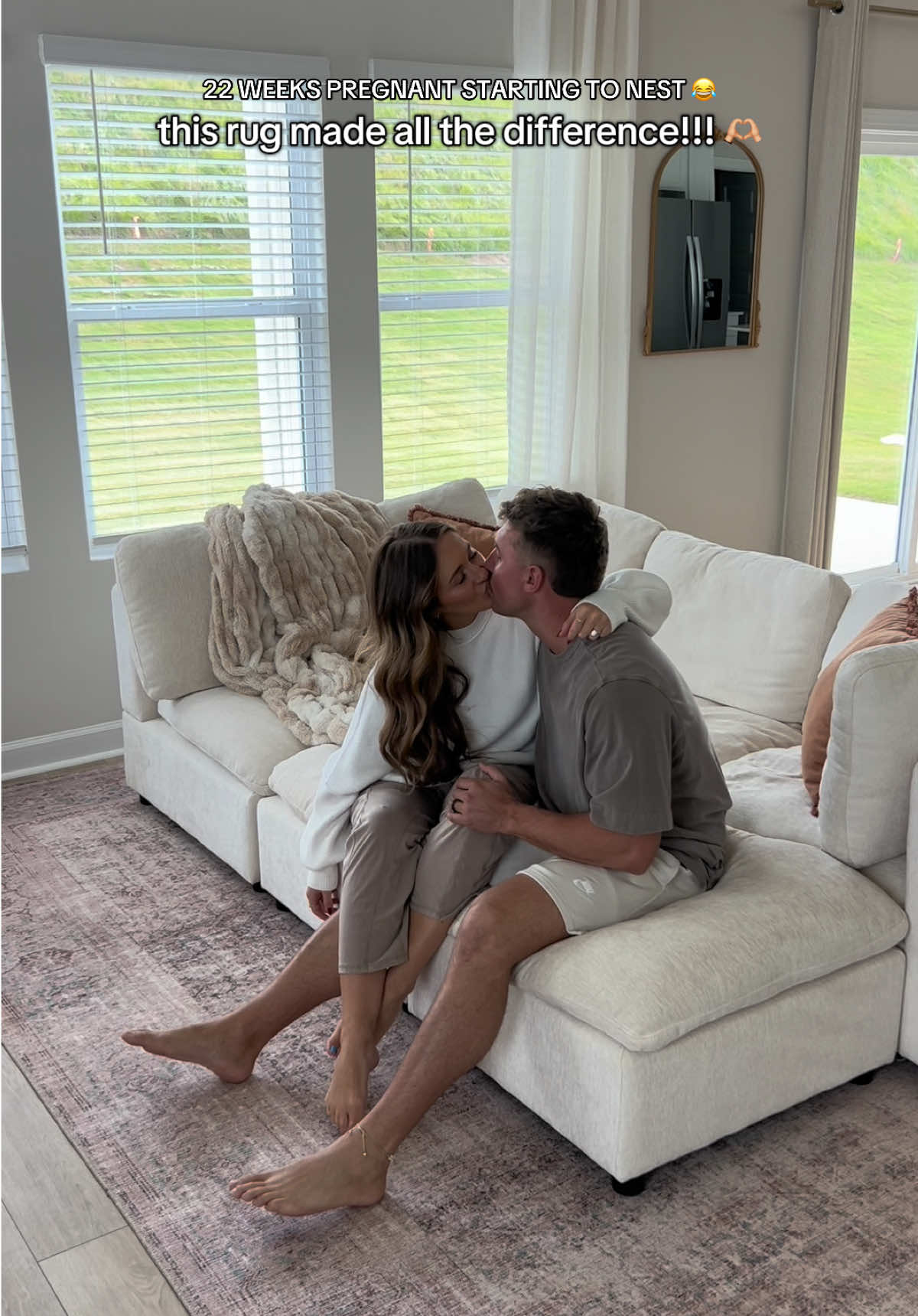 swapped our neutral rug for a pop of color, and I’m SO HAPPY WE DID 😍 this rug is the Loloi Amber Lewis Georgie Collection GER-02 Ocean/Sand from @Loloi Rugs 🫶🏼  the design is part of Prime Day deals happening today + tomorrow — some of the best prices of the year!  #LoloiPrimeDay2025 @Amber Interiors & Design #amberlewisxloloi #nesting #addingcolortomyneutralhome 