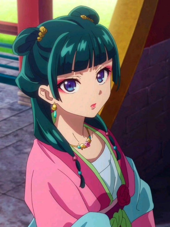 Maomao is a young girl who stands relatively short in height and possesses a petite frame. She has blue eyes and dark forest green hair. 💚💚💚 #maomao #theapothecarydiaries #fypanime #foryoupage #animeviral 