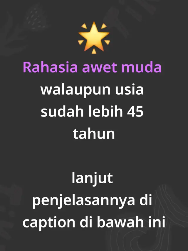 🌿 1. Pola pikir positif Stres adalah penuaan tercepat. Belajar ikhlas, tertawa, dan menikmati hidup membuat sel-sel tubuh ikut “bahagia”. 🥦 2. Makan bergizi seimbang Perbanyak sayur, buah, ikan berlemak (seperti salmon, tongkol, kembung), dan kurangi gula serta gorengan. Antioksidan alami menahan efek penuaan. 💧 3. Cukup minum air putih Tubuh yang terhidrasi baik menjaga kulit tetap kenyal dan cerah. Target: 2–2,5 liter per hari. 😴 4. Tidur berkualitas Minimal 6–8 jam setiap malam. Saat tidur, tubuh memperbaiki sel-sel yang rusak dan menyeimbangkan hormon. 🏃‍♀️ 5. Bergerak setiap hari Jalan kaki, yoga, berenang, atau bersepeda ringan menjaga otot tetap lentur dan jantung sehat. 💆 6. Rutin rawat diri Gunakan tabir surya, pelembap, dan pijatan wajah ringan untuk melancarkan sirkulasi darah. 💖 7. Hidup dengan makna Orang yang punya tujuan dan rasa syukur hidupnya lebih damai — dan itu terpancar di wajahnya. ✨ Kunci utama: awet muda bukan soal umur di KTP, tapi energi dan semangat yang kamu pancarkan setiap hari. #fyp #motivasidiri #inspirasi 
