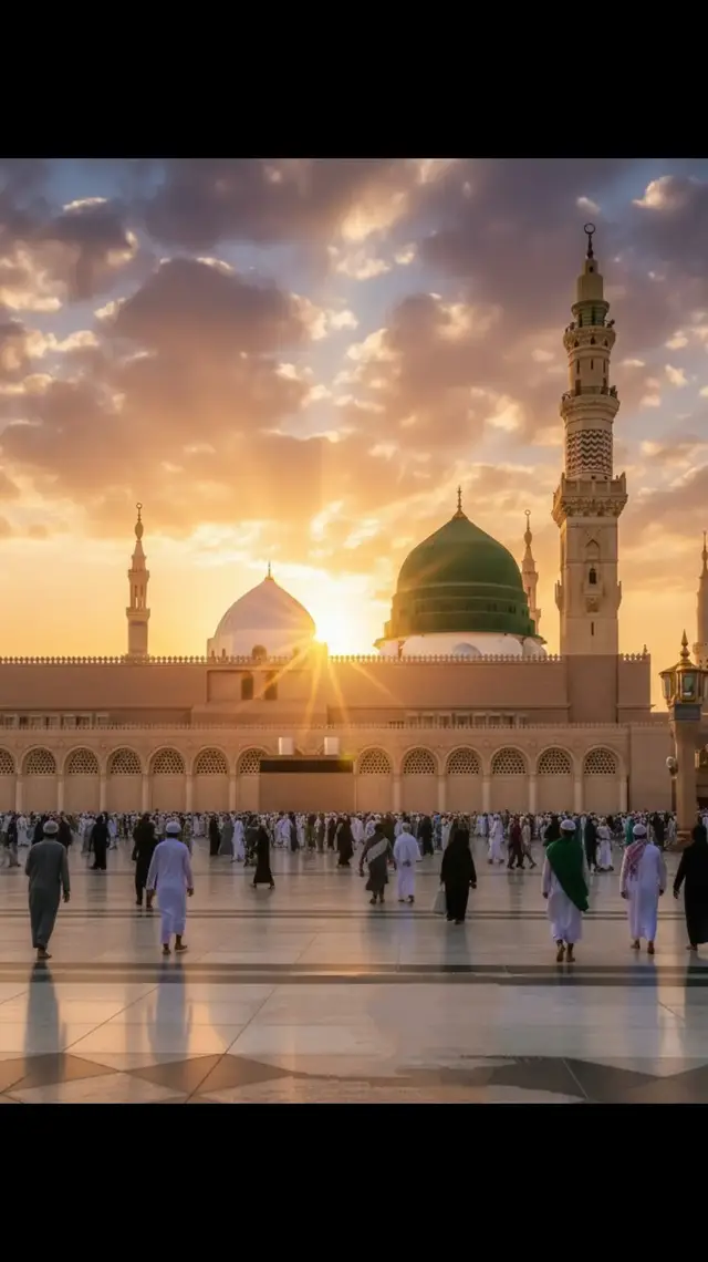 Madina Munawar madinah munawra Madinah, the City of the Prophet, shines bright A beacon of faith, where Islam's history takes flight The Masjid an-Nabawi, a mosque of grandeur and might Where the Prophet Muhammad's tomb is a sacred sight The city's streets are lined with date palms, green and tall A tranquil oasis, where faith and peace enthrall Madinah's rich history and heritage are palpable and real Madinah's rich history and heritage are palpable and real A place where Muslims from all over the world come to feel The city's warm hospitality and welcoming smile Make it a place of pilgrimage, worth traveling a long while #plztiktokteamdontunderviewmyvideos #foryoupage