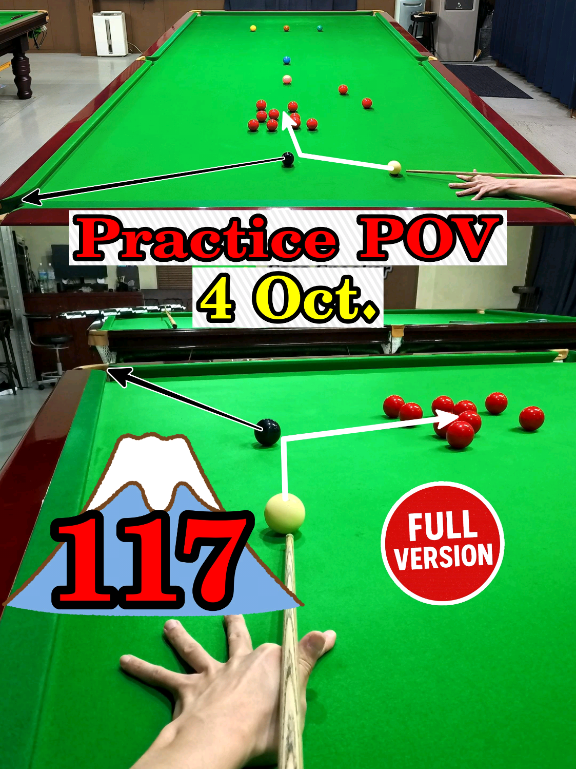 [Full Ver] Practice POV (4 Oct) – Fuji 117 Break! Check my snooker gear & full POV videos in bio 🎱 #snooker #snookerpov #billiards #สนุกเกอร์   #سنوكر 