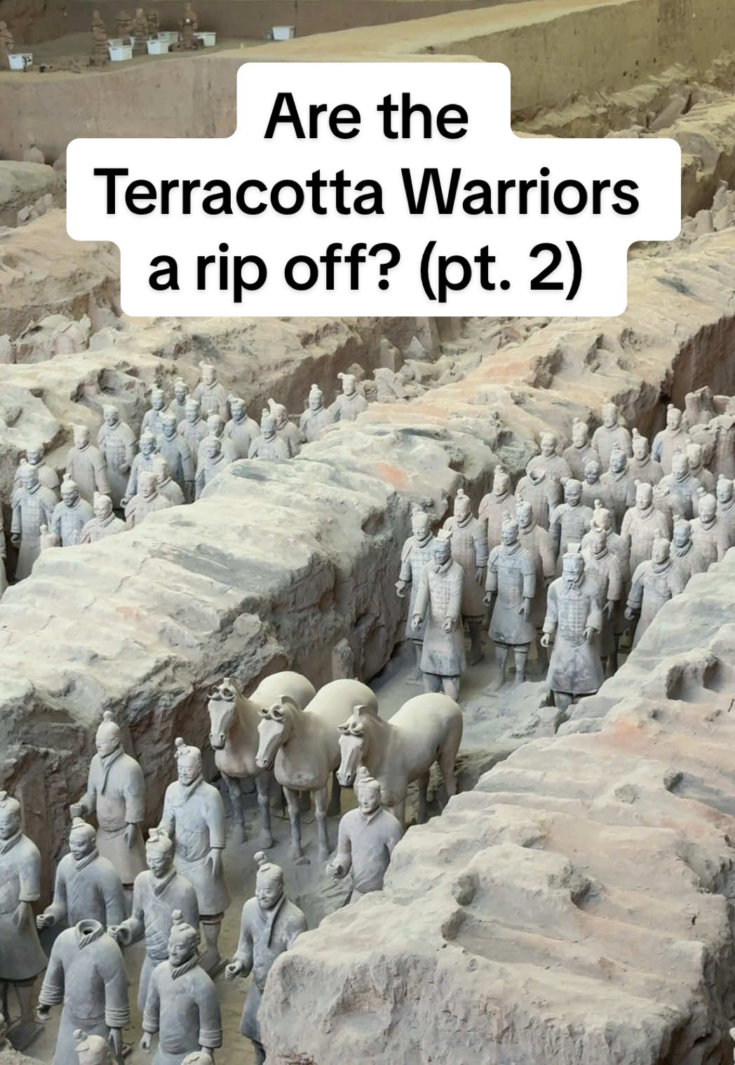 What to know before visiting the Terracotta Warriors - bring binoculars  - hire a guide beforehand  - book the shuttle beforehand  - plan for morning to avoid straining yourself  - wear high shoes if you’re short - have no expectations  Are they worth it? That is for you to decide. But if you have the time and you prepare properly without expectations, I think you’ll enjoy yourself.  ##terracottawarriors##chinatiktok##chinatrip##ancienthistory