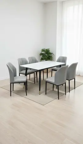 Omg korang, tengoklah set dining table idaman semua ni! 😍 Meja marble top yang stylish giler, confirm buat ruang makan korang naik level terus. Bukan setakat cantik, tapi senang nak maintain. Lap sikit je dah bersih berkilat. Kerusi dia pulak, perghh... empuk giler, duduk lama pun tak kebas punggung. Material nampak premium, kemasan pun mantap. Memang sesuai sangat untuk rumah moden korang. Jangan fikir banyak, set ni memang wajib ada! Rumah nampak mahal terus. ✨ #MejaMakanCantik #DiningSetModen #PerabotRumah #HomeDecorMalaysia #MarbleTable 