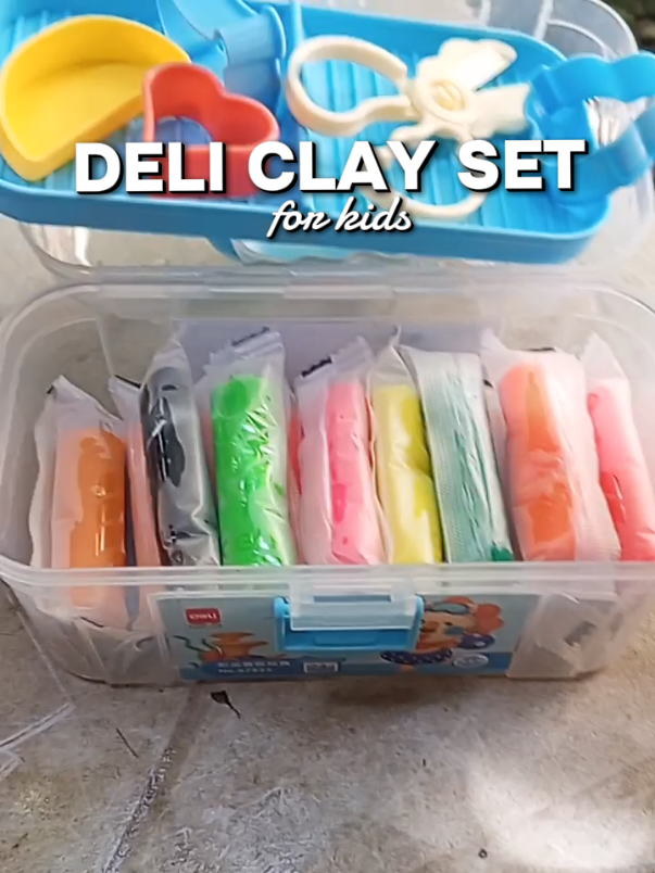 Add fun, safe and educational toys to your kids playtime with the Deli Clay Set. Soft and easy to stretch clay, wrapped individually, non-toxic sa mga bata, at sobrang nakaka engganyo ang magagandang kulay. Check-out now! #Deli #clayset #educationaltoys #DeliClaySet #kidsplaytime 