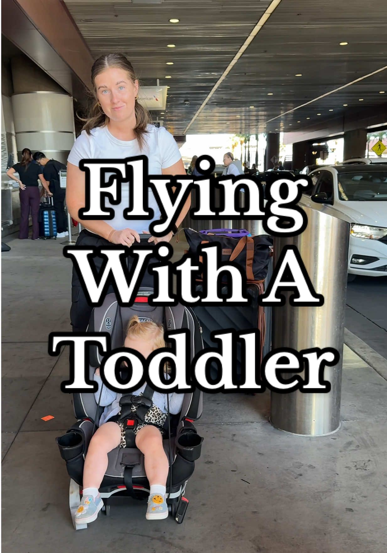 I shared this travel tip a year ago and it went viral! ✨ We used it again this past weekend. ✈️  Easy to put together + keeps your toddler contained and safe during your travels.  Disclaimer: You will have to unbuckle the child to go through security. Also, MAKE SURE YOUR CART SEAT IS AIRCRAFT APPROVED.  #travelingwithkids #flyingwithkids #airport #travelhack #familyvacation 