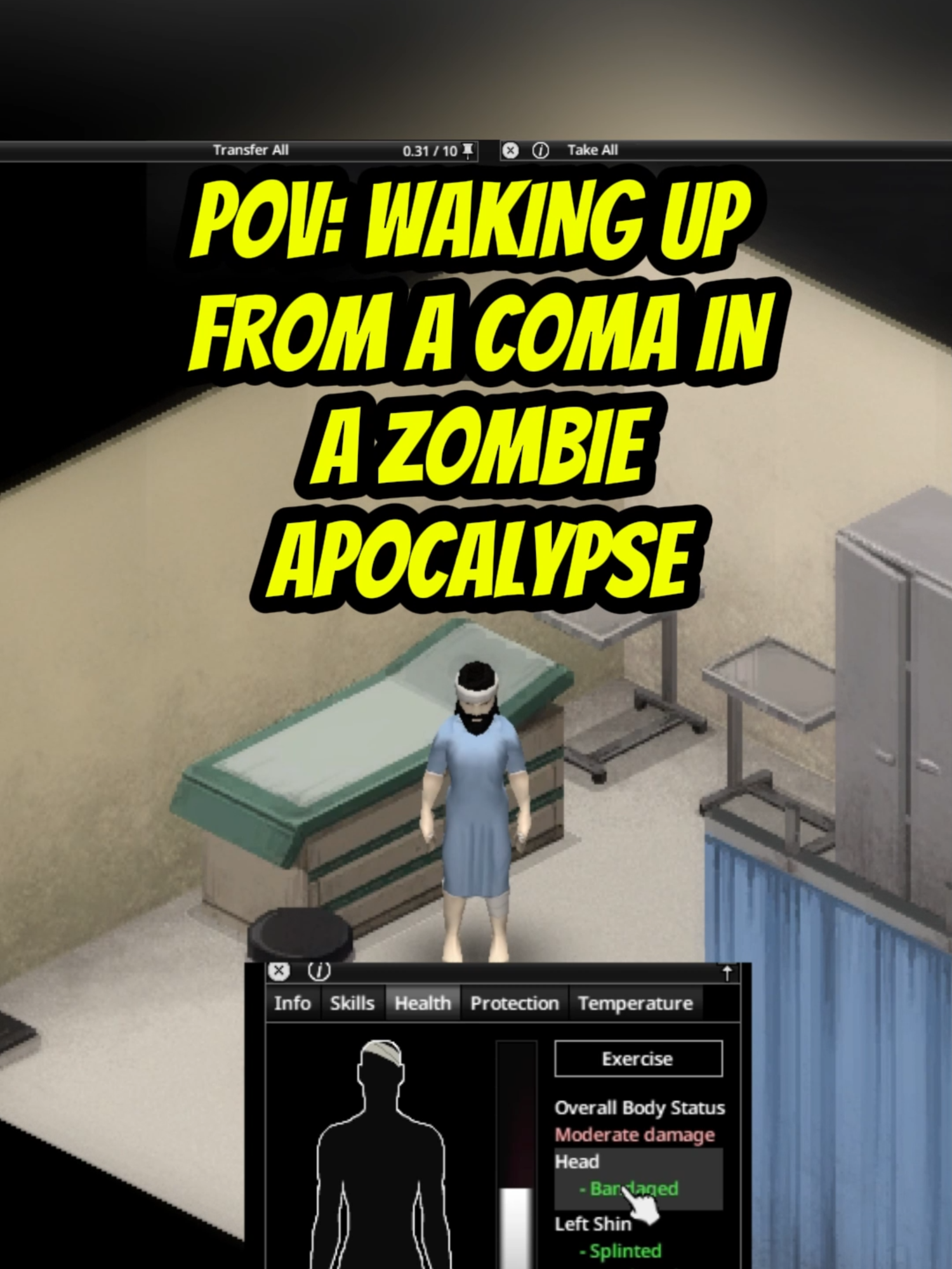 Woke up from a COMA into a ZOMBIE APOCALYPSE!! #gaming #game #fyp #foryoupagе #follow #projectzomboid #projectzomboidsurvival #zombie #steam #survivalgame #survival #pc