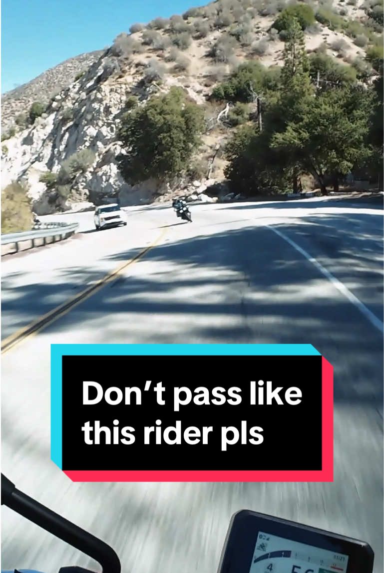 This is my friend’s perspective of the rider that nearly hit him. Don’t pass on blind turns, this is basic safety guys. Don’t risk your life just so you can keep up with your buddies, you will crash eventually.  Credit to @Geoff B for his quick reaction! #motorcycles #angelescresthighway 