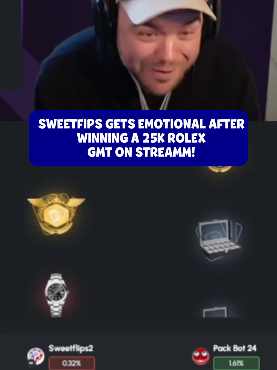 SWEETFIPS GETS EMOTIONAL AFTER WINNING A 25K ROLEX GMT ON STREAMM!