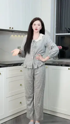 Đồ bộ mặc nhà kẻ caro nữ #champhanriview #pijama 