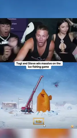 Togi and Steve win massive on the ice fishing game #kickstreaming 