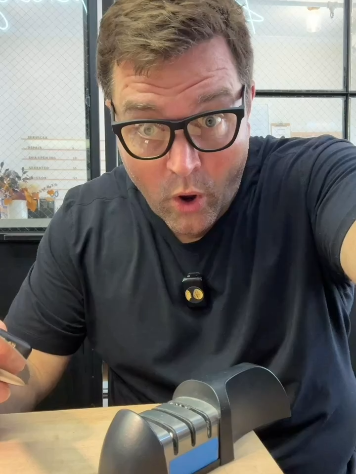 Gadget sharpener not cutting it? We’ll do it right. #kitchentools #homecook #sharpow #vivront #edina #kitchenupgrade #cookbetter #chefessentials #toolcare #slowkitchen