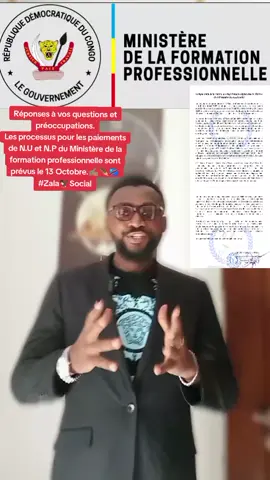 Réponses à vos questions et préoccupations. Les processus pour les paiements de N.U et N.P du Ministère de la formation professionnelle sont prévus le 13 Octobre.✍🏽#ministereformationprofessionnelle  #ministeredeleducationnationale  #fonctionpubliquerdc🇨🇩  #rdcongo🇨🇩 