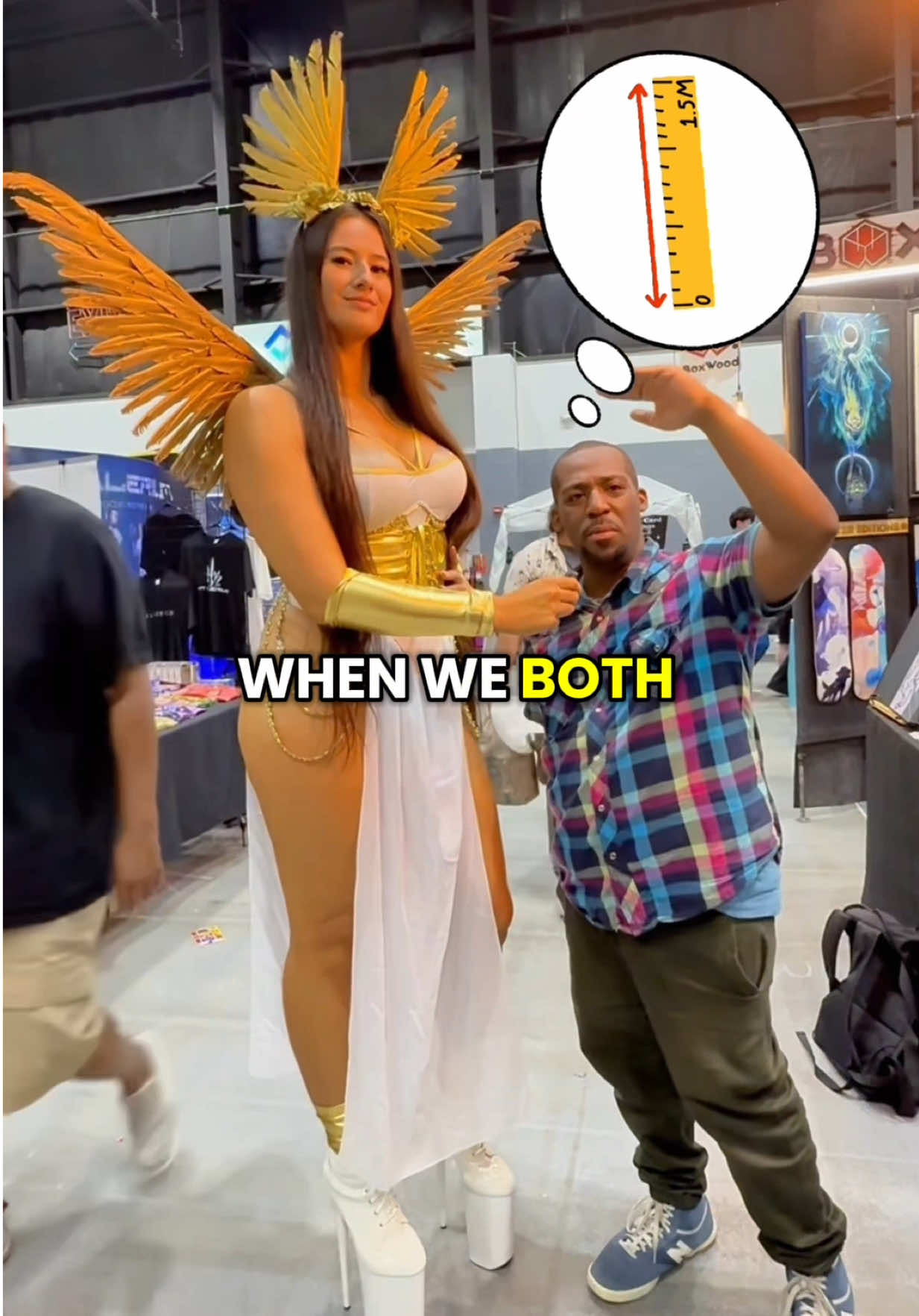 Is he right??🤣 would you date a girl taller than you? #tallgirl #interview #cosplay #shortking #funny 