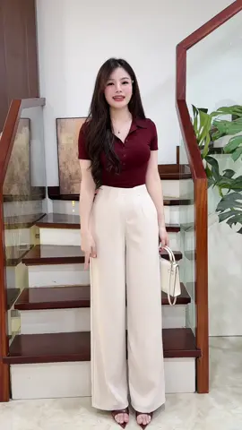 Quần suông cạp liền khóa sườn ống rộng, quần suông cạp cao, quần âu nữ, quần công sở #quansuong #quanongrong #quancongso #quansuongongrong #quancapcao 